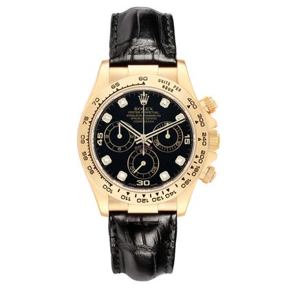 Rolex Daytona Yellow Gold Black Diamond Dial Mens Watch 116518 - Image 4
