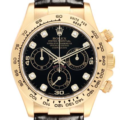 Rolex Daytona Yellow Gold Black Diamond Dial Mens Watch 116518 - Image 3