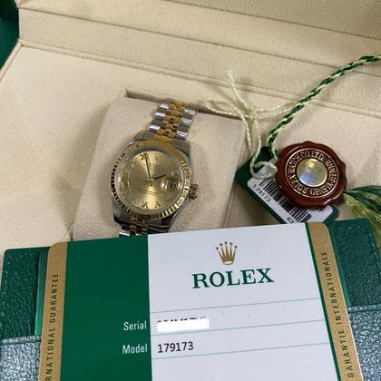 Rolex Lady-Datejust Like NEW 2014 Lady-Datejust 2-Tone Jubilee Champagne Roman Dial 179173 FULL SET - Image 4