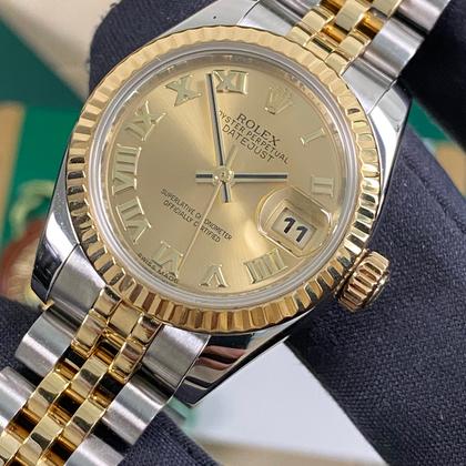 Rolex Lady-Datejust Like NEW 2014 Lady-Datejust 2-Tone Jubilee Champagne Roman Dial 179173 FULL SET - Image 3