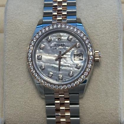 Rolex Lady-Datejust Unworn Two Tone Rose Gold Datejust 28mm Mother of Pearl (MOP) Diamond Dial Diamond Bezel Jubilee Bracelet 279381RBR - Image 4