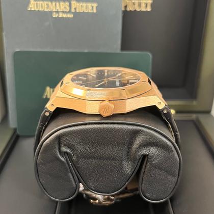 Audemars Piguet Royal Oak Selfwinding Date 41mm Rose Gold Black Dial Black Leather 15500OR - Image 9