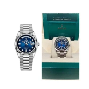 Rolex Day-Date 36 White Gold Day-Date 36 Watch - Fluted Bezel - Blue Ombre“ Diamond Dial 128239
