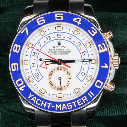 Rolex Yacht-Master II MINT COMPLETE SET Yacht-Master II Two-Tone White Dial Blue Bezel Rose Gold Steel 116681 - Image 3