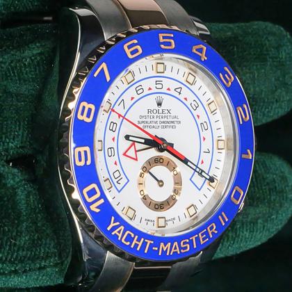 Rolex Yacht-Master II MINT COMPLETE SET Yacht-Master II Two-Tone White Dial Blue Bezel Rose Gold Steel 116681 - Image 11