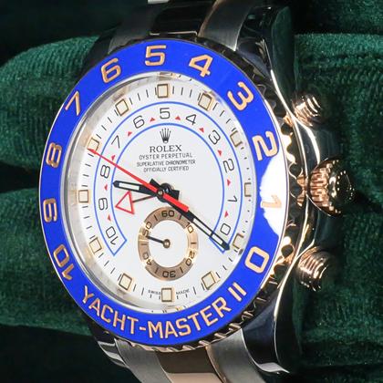 Rolex Yacht-Master II MINT COMPLETE SET Yacht-Master II Two-Tone White Dial Blue Bezel Rose Gold Steel 116681 - Image 12