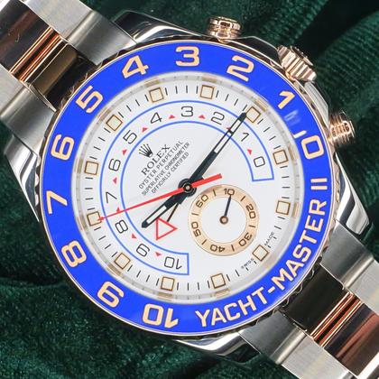 Rolex Yacht-Master II MINT COMPLETE SET Yacht-Master II Two-Tone White Dial Blue Bezel Rose Gold Steel 116681 - Image 2