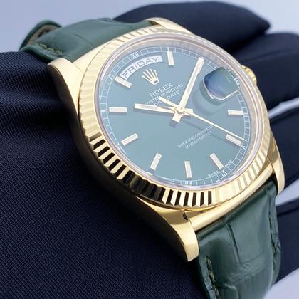 Rolex Day-Date 36 118138 Green Dial 18K Yellow Gold Mens Watch - Image 6