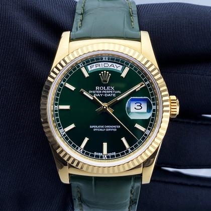 Rolex Day-Date 36 118138 Green Dial 18K Yellow Gold Mens Watch - Image 7