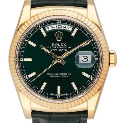 Rolex Day-Date 36 118138 Green Dial 18K Yellow Gold Mens Watch