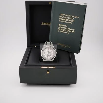 Audemars Piguet Royal Oak Chronograph 41 mm White Dial Stainless Steel Complete Set 2014