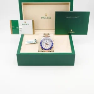 Rolex Yacht-Master II 116681 Yacht-Master II 44 mm Rose Gold White Dial Blue Ceramic Bezel Box and Papers 2016 18K Rose Gold Oyster Bracelet Two Tone