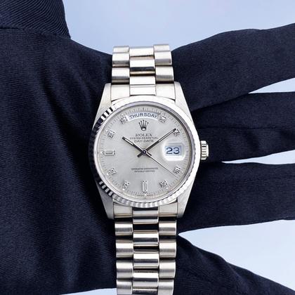 Rolex Day-Date 36 18239 President 18K White Gold Diamond Dial Mens Watch - Image 8
