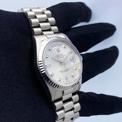 Rolex Day-Date 36 18239 President 18K White Gold Diamond Dial Mens Watch - Image 7