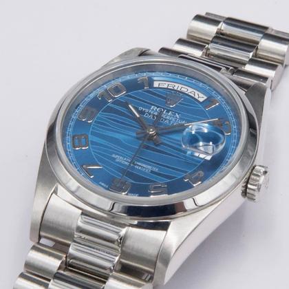 Rolex Day-Date 36 18206 Platinum Blue Dial Mens Watch - Image 7