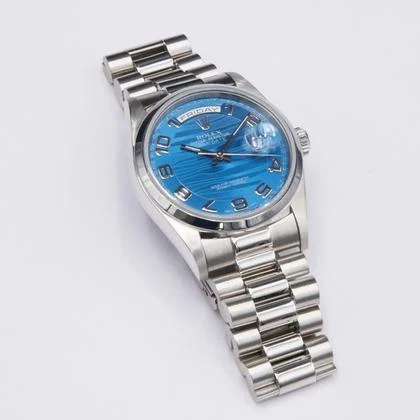 Rolex Day-Date 36 18206 Platinum Blue Dial Mens Watch - Image 8