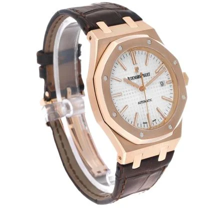 Audemars Piguet Royal Oak Selfwinding Rose Gold Silver Mens Watch 15400OR Box Papers - Image 7