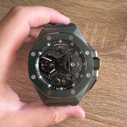 Audemars Piguet Royal Oak Concept Flying Tourbillon Gmt Green bezel box and original invoice