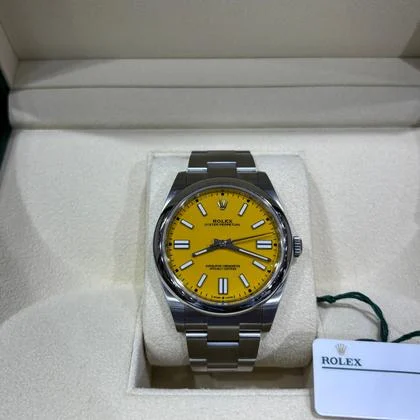 Rolex Oyster Perpetual 41 Yellow Dial Stainless Steel 124300-0004 Unworn Full Set - Image 6