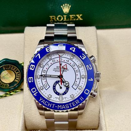 Rolex Yacht-Master II 116680 White Dial Mercedes hands + Box - Image 12