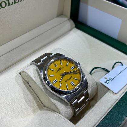 Rolex Oyster Perpetual 41 Yellow Dial Stainless Steel 124300-0004 Unworn Full Set - Image 5