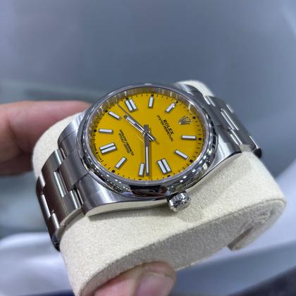 Rolex Oyster Perpetual 41 Yellow Dial Stainless Steel 124300-0004 Unworn Full Set - Image 4